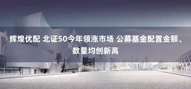 辉煌优配 北证50今年领涨市场 公募基金配置金额、数量均创新高